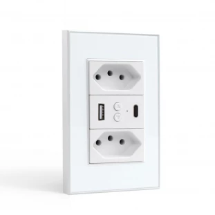 Espelho ZigBee Padrão BR 2 Tomadas + 2 USB ZTB242